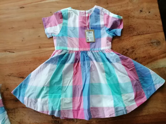 Tom Joule Joules Kleid Martha Mädchen Rosa kariert kurzarm Gr. 80 *NEU* NP 48€