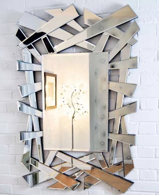 Large Wall Mirror 2Ft8 X 4Ft 81cm X 120cm) Contemporary Hexagonal Bathroom