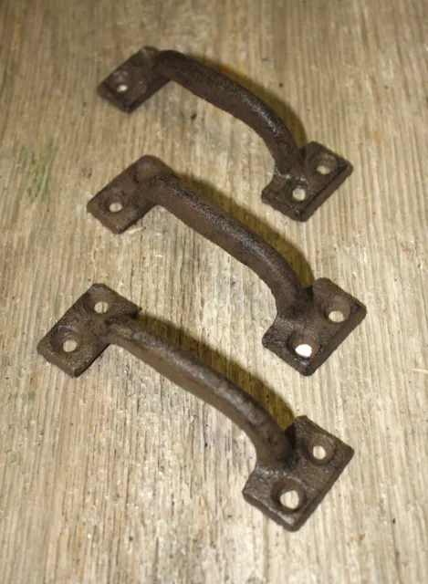 3 Cast Iron TINY Antique Style RUSTIC Barn Handle, Gate Pull Shed Door Handles