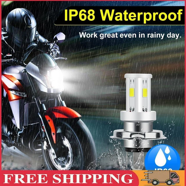 H4 Ceramic COB LED Motorcycle Headlight Headlamp Bulb 6500K 1080LM High Low Beam