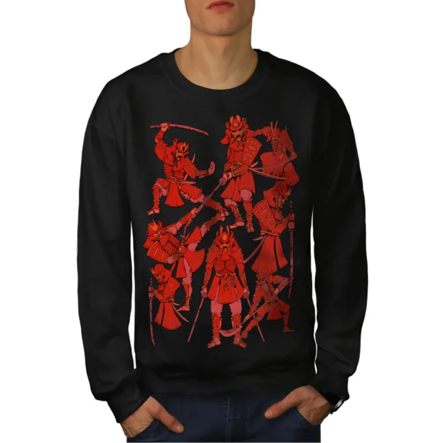 Wellcoda Katana Warrior Fantasy Mens Sweatshirt, Japan Casual Pullover Jumper