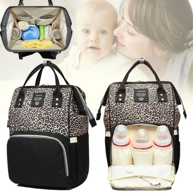Diaper Bag Backpack Large Capacity Baby Leopard Handbag Lanyard Design No-050