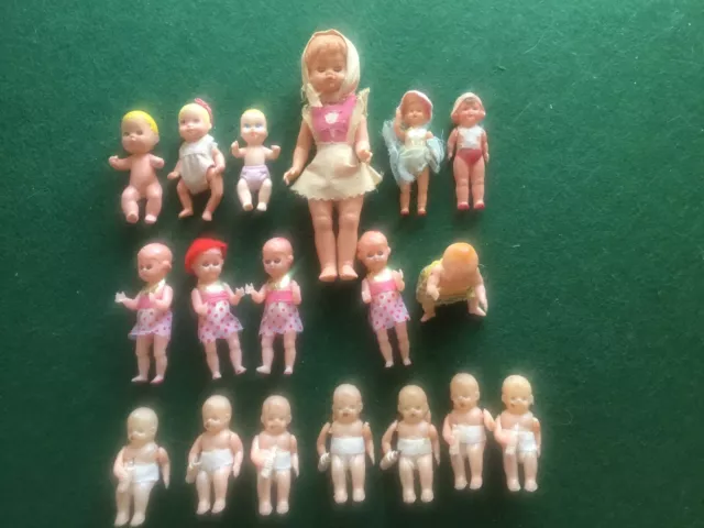 Vintage Dollhouse Celluloid & Vinyl Babies & Little Girls (18 total).