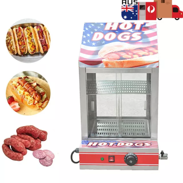 220V Commercial Food Warming Showcase Electric Hot Dog Sausage Display Warmer AU