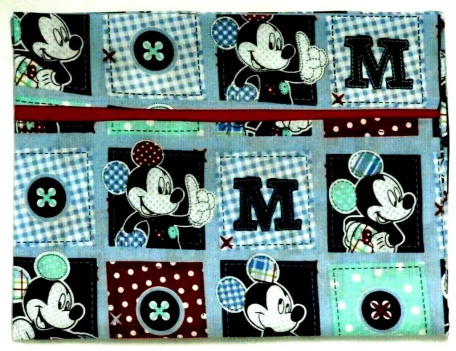 Toddler Pillowcase for Mickey Mouse on Blue Squares 100%Cotton #M9 New Handmade