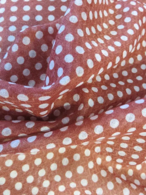 large brown and white polka dot scarf shawl wrap 38 x 74"