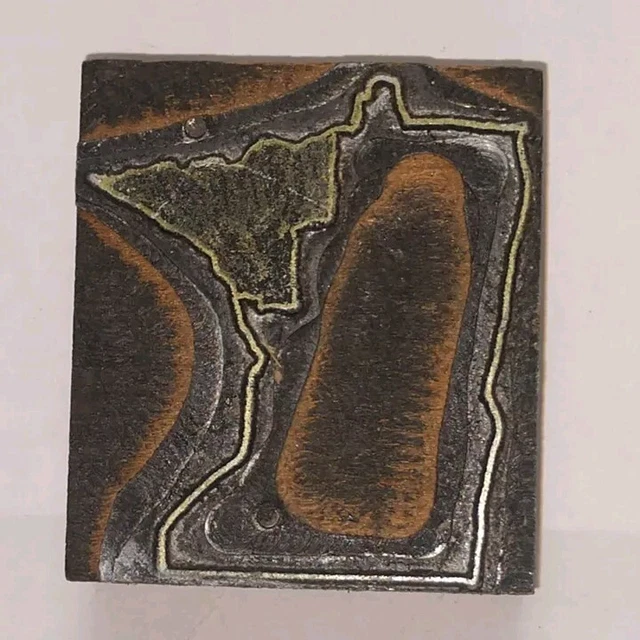 Minnesota Shape United States Printing Letterpress Printers Block
