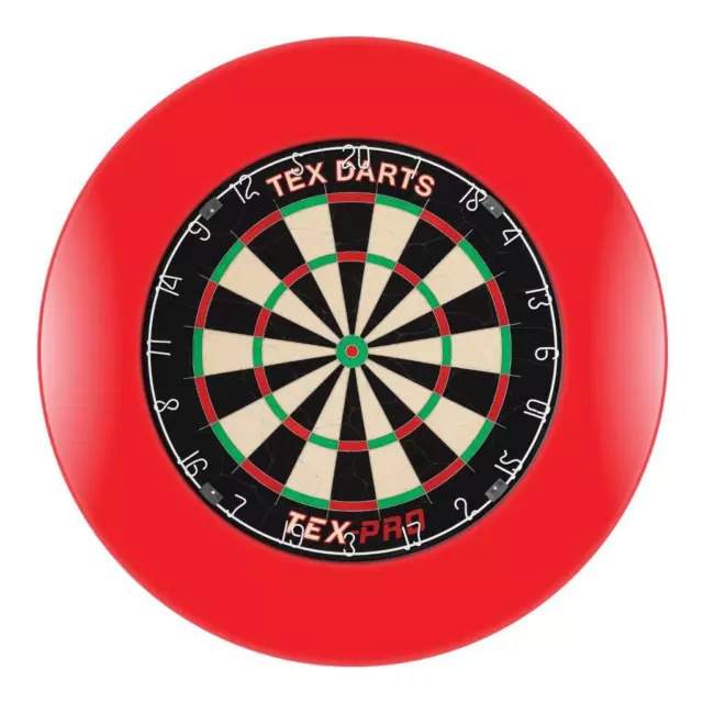 TEX Pro Genuine Bristle Dart Board + RED Dartboard Surround + Darts Easter Gifts