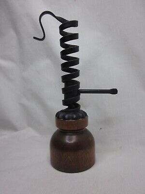 vintage candlestick candle stick holder adjustable spiral metal wood base decor