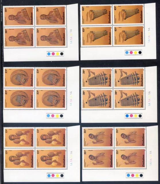 Zimbabwe 1991 Musical Instruments SG804/9 Unmounted Mint T/L Blocks 4