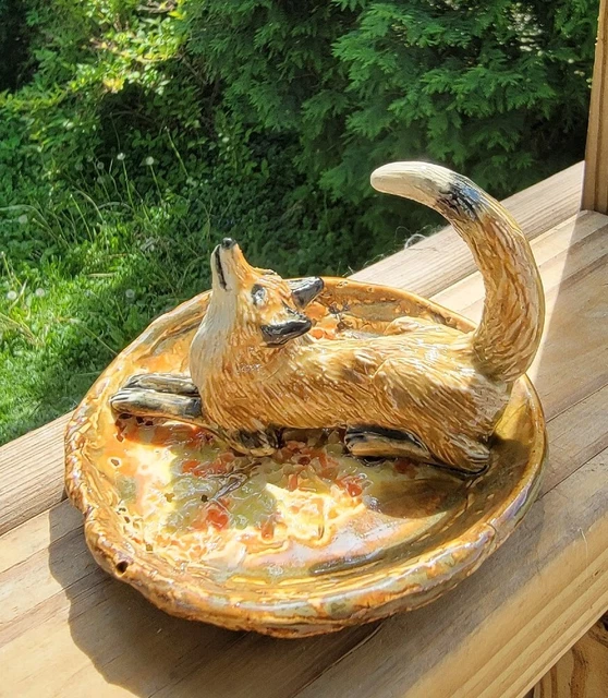 Ceramic Stoneware Red Fox Handmade Trinket Ring  Dish 1 of Kind