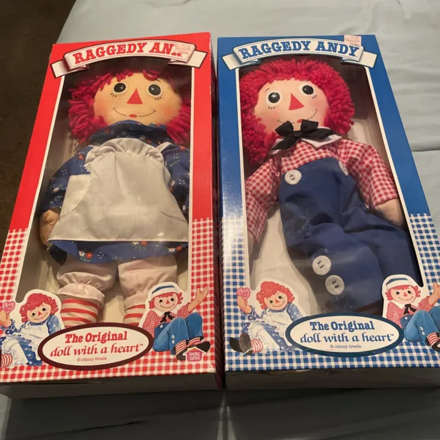 Lot New Hasbro Raggedy Ann & Andy 12" Rag Dolls Vintage 1983 Original Boxes