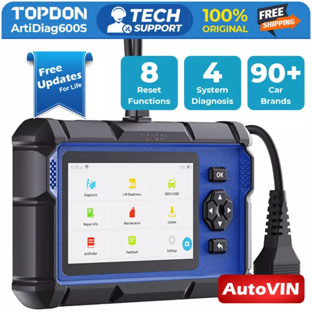 TOPDON AD600S Car OBD2 Scanner Diagnostic Scan Tool ABS SRS Engine Code Reader