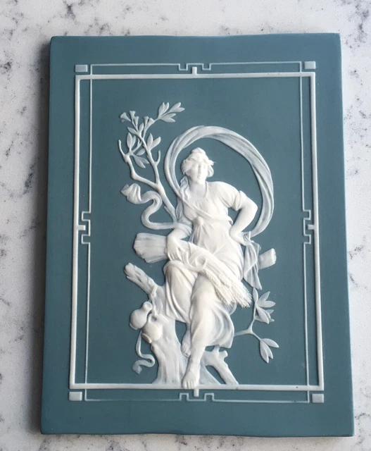 Antique Mettlach Pate-Sur-Pate Cameo Tile Plaque Phanolith 7075 Villeroy & Boch