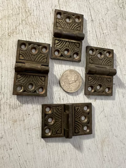 Set 4 antique Victorian era shutter hinges flush mount decorative