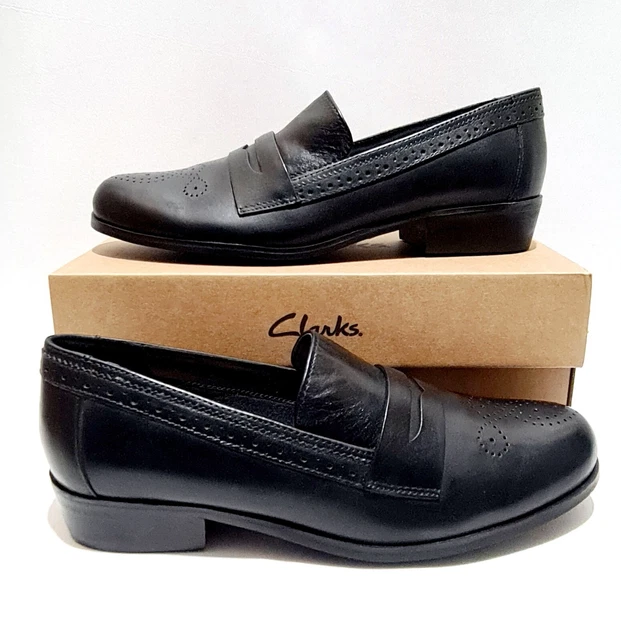 SCARPE DA CORTE Clarks Filose Lily in pelle nera UK 5 nuove con