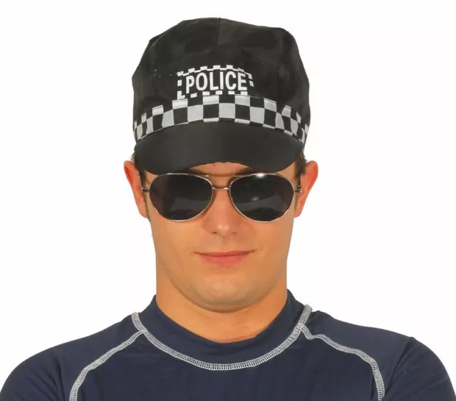 Adult Unisex Policeman Cap Police Costume Accessory Cop Hat For Fancy Dress