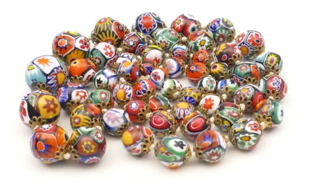 Collier Glas Perlen Kette Vintage MURANO antique glass beads necklace millefiori