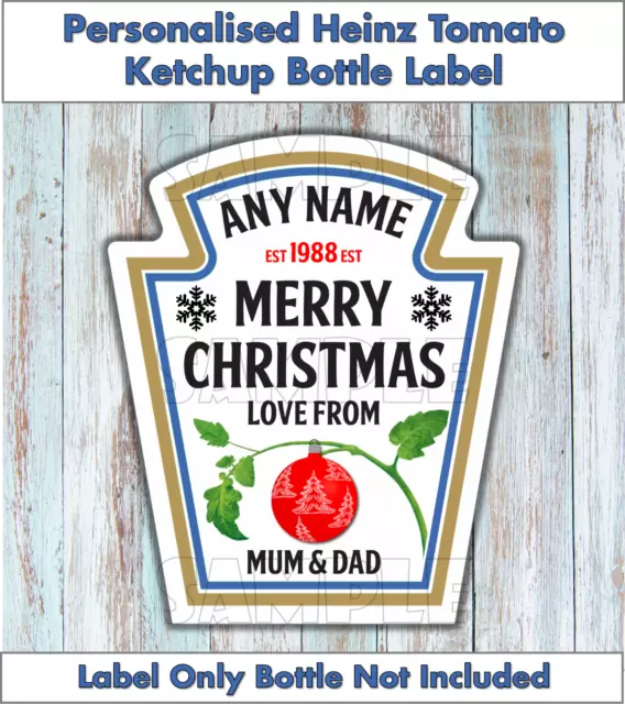 Personalised Heinz Tomato Ketchup Label Christmas Secret Santa Present Low Salt