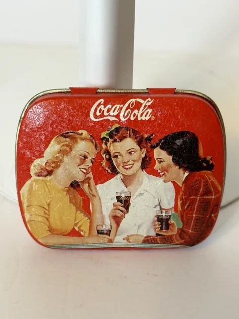 Vintage Coca-Cola Coke  Pill Tin Container / Pocket tin - 3 Girls Enjoying Coke
