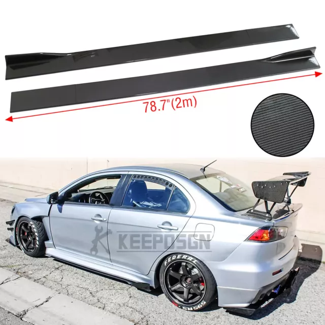 78.7" Carbon Fiber Side Skirt Splitter Panels Lip For Mitsubishi Lancer Evo X10