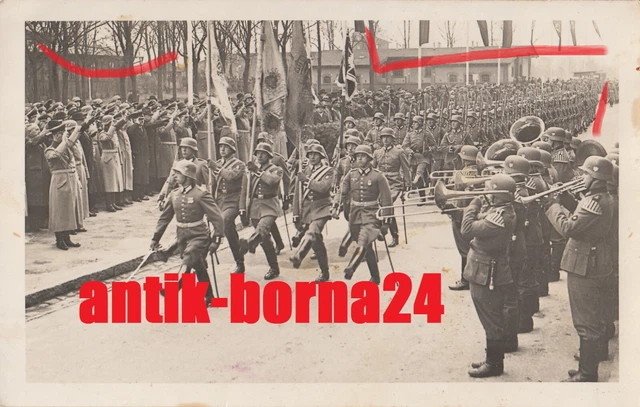 Foto WH Soldat Offiziere Parade Fahnenträger Regimentsfahnen Berlin General A33