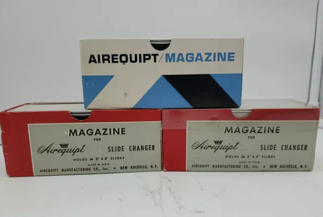 Lote de 3 bandejas cambiadoras de soporte de cargador de diapositivas AIREEQUIPT vintage cada una tiene capacidad para 36 2x2