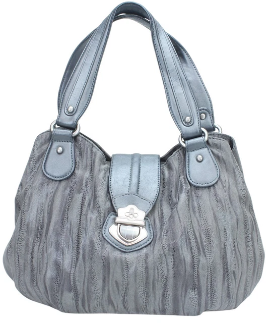 Sac à Main Pourchet Occasion Gris - Dimensions 38x30x5 Cm - En Polyester Avec Fermeture éclair - Style épaule