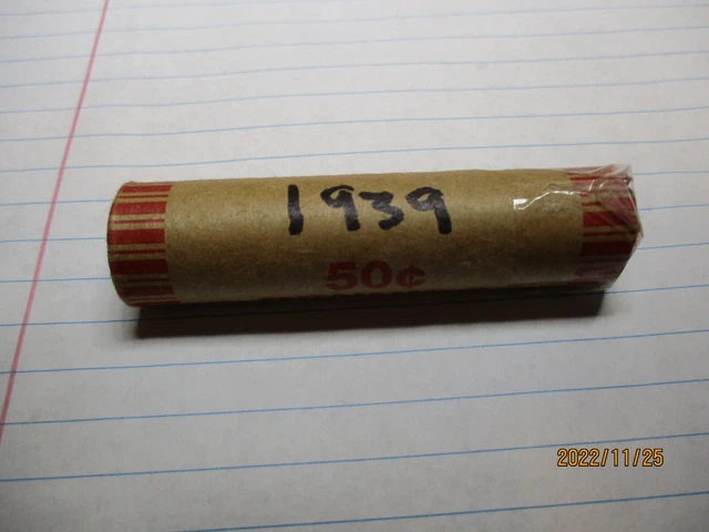 1939  P  Lincoln Wheat Cent Penny Roll,, Shotgun Roll..