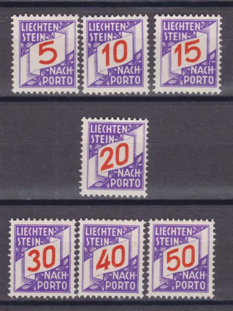 Liechtenstein 7 francobolli - francobolli dovuti - 1928