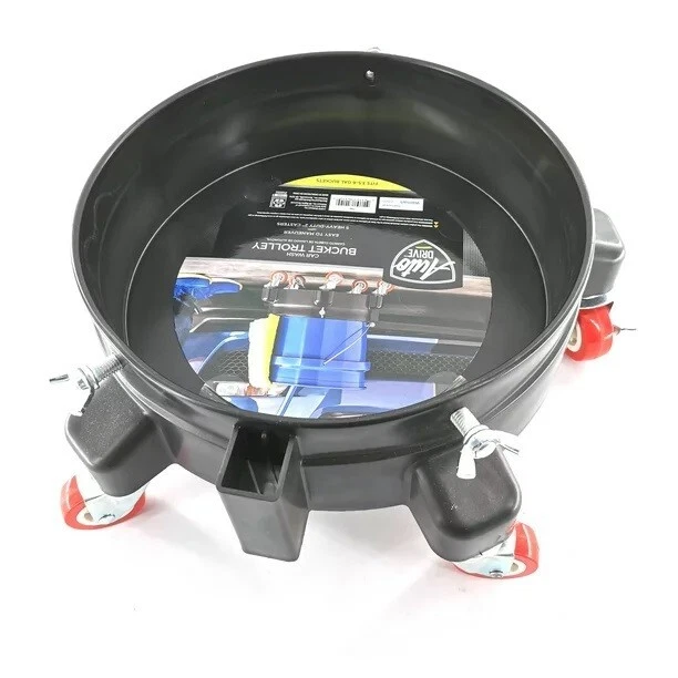 Heavy Duty 5 Gallon Auto Drive durable Bucket Dolly Mop Wash Drum Cart Rolling.