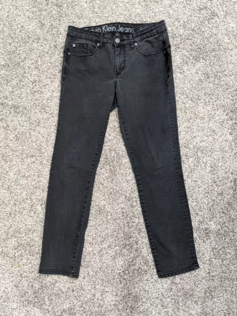 Calvin Klein Womens Mid Rise Black Skinny Jeans Size 28/6