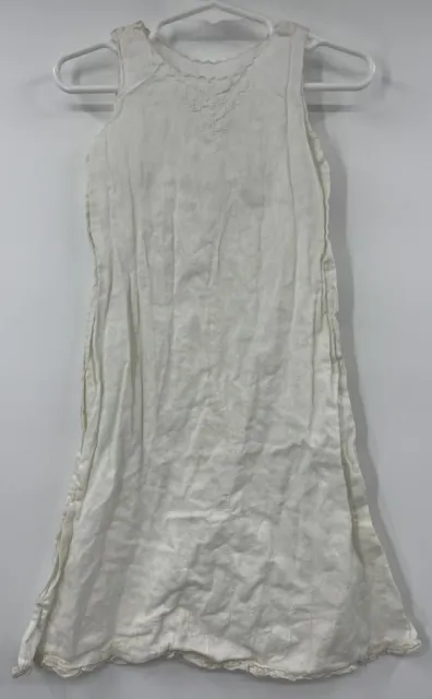 Vintage Girls’ Full Dress Slip Ivory Cotton 23” Long