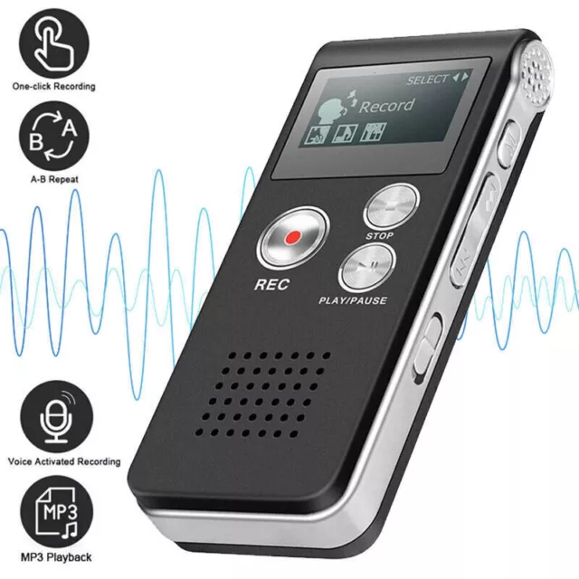 Digital Voice Recorder Dictaphone Audio MP3 Player Sound Voice Recording Device