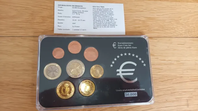 Serie Euros Malte 1 Centime A 2 Euros Avec Certificat