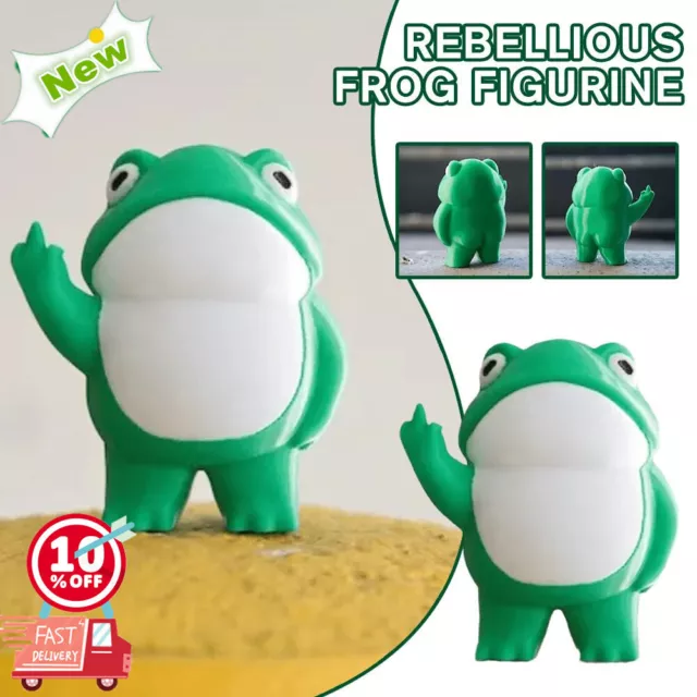Rebellious Frog Figurine Standing Frog Middle Finger Statue for Desktop Decor