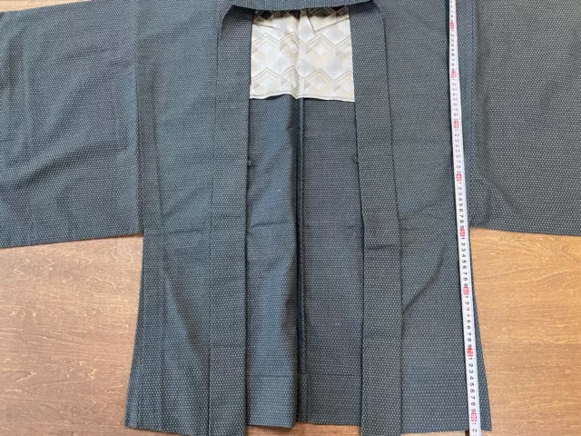 Vintage Japanese HAORI Kimono gray jacket men Yukata  from Japan thick lining
