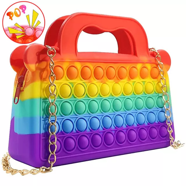Popit Bubble Cross Body Purse Shoulder Bag Handbags Fidget Sensory Toy Woman Kid