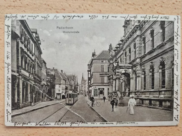 alte Postkarte - 1916 - Paderborn Westernstraße