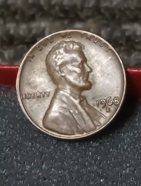 1968 D Lincoln Penny with Error on Top Rim, and "L" in Liberty on Edge