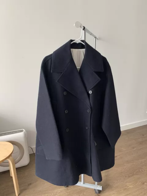 205W39NYC Calvin Klein Raf Simons Navy Blue Wool Coat Small