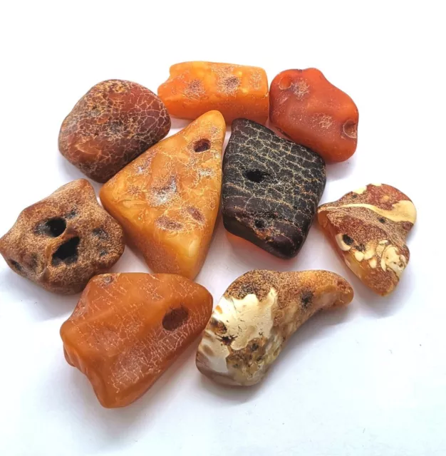 OLD BALTIC AMBER Loose Stones Raw Unpolished Antique Butterscotch Color 28 gr.