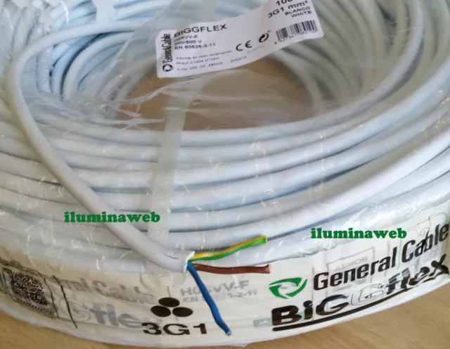 Corte x metro, 1 Metros de Manguera 3x1mm2 Blanca, Hasta 1500w, General Cable