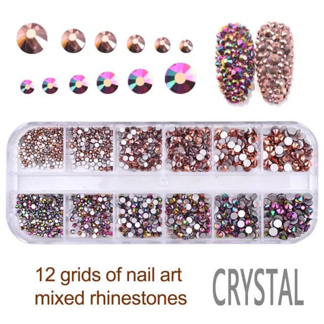 1440pcs Crystal AB Rhinestones FlatBack Glitter Diamond Gems 3D Nail Art  Decor