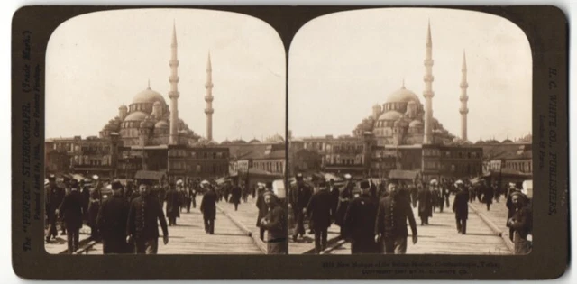 Stereo-Fotografie H. C. White Co., Ansicht Constantinople, New Mosque of the Su