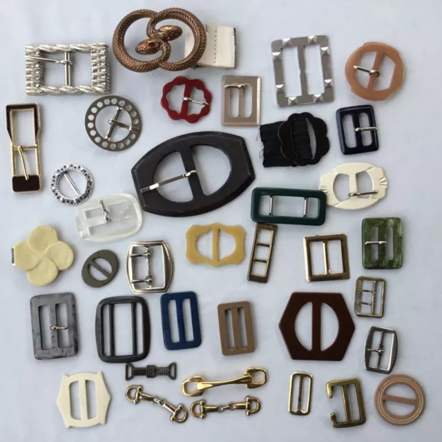 Job Lot / Bundles  36 items Vintage Buckles & joints Various Colours and Shapes