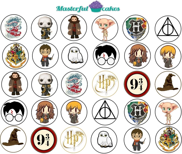 30 X HARRY Potter Design Edible Cupcake Toppers Rice Paper, Icing ...