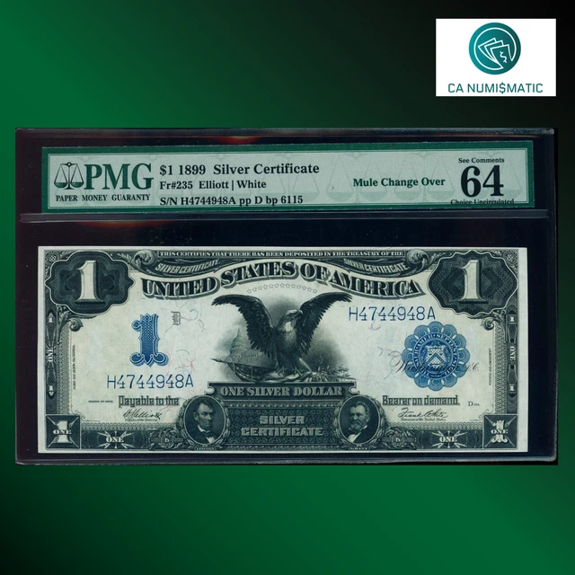 Fr.235 1899 $1 Dollar Consecutive Serial Number, Black Eagle, PMG 64, 44948