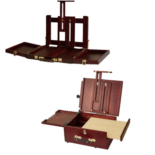 Boîte Rangement Artiste 3 Tiroirs - Bois Avec Mousse - 40x24x10cm - 15 Zones De Rangement