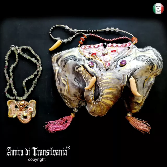borsa gioiello donna pochette dipinta mano tracolla elegante originale elefante